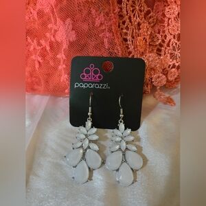 Paparazzi White Floral Dangle Earrings